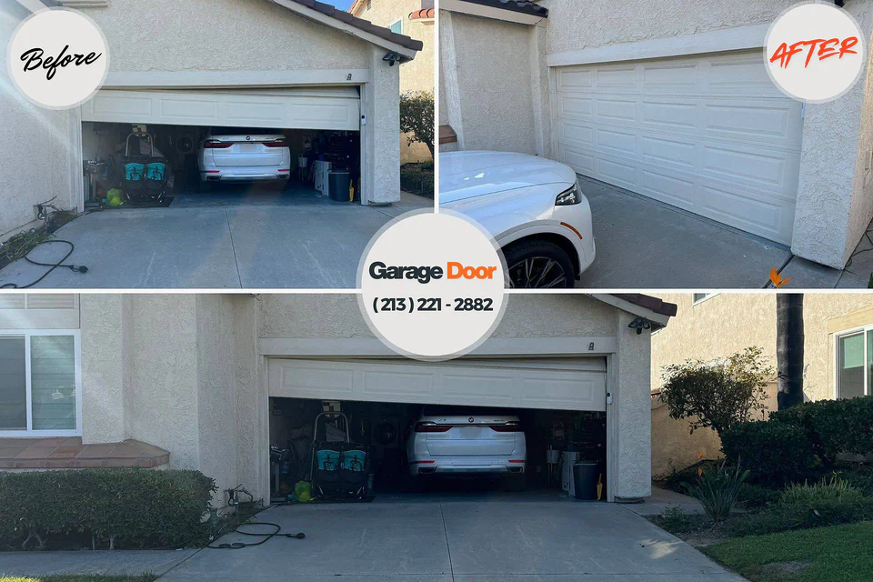Before and after: garage door repair Fort Worth, TX